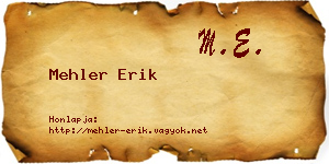 Mehler Erik névjegykártya